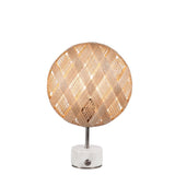 Forestier Tischleuchte Chanpen Diamond mit runder Hanffaser-Leuchte und Drehdimmer in modernem Design.