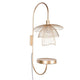 Forestier Wandlampe Papillon 70cm mit Abstelltisch, goldene Wandleuchte mit luftigem Leuchtenschirm und integriertem Tisch.