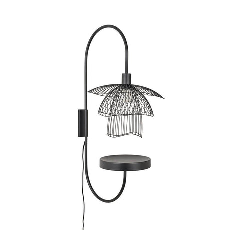Forestier Papillon wall light 70cm with side table in a modern 1950s style with airy metal wires.