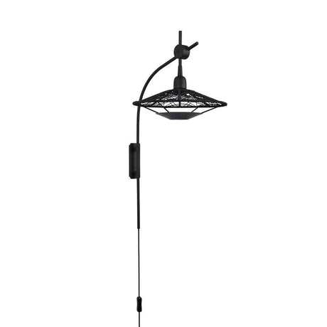 Forestier Carpa wall light with switch in a modern design with a square metal frame and string connection.