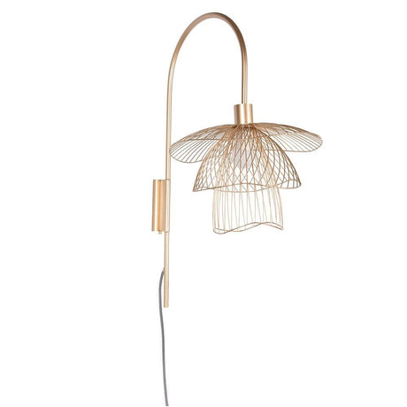 Forestier wall light Papillon 47cm in gold with an elegant, airy floral form and shelf.