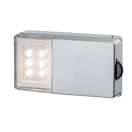 Function SnapLED luminaire d’armoire avec galet de guidage 4x1, 5AAA en argent, idéale pour portes coulissantes.
