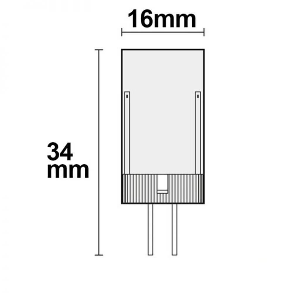 G4 LED Stiftsockel Warmweiß 2700K 320lm 3W Abmessungen 16mm x 34mm