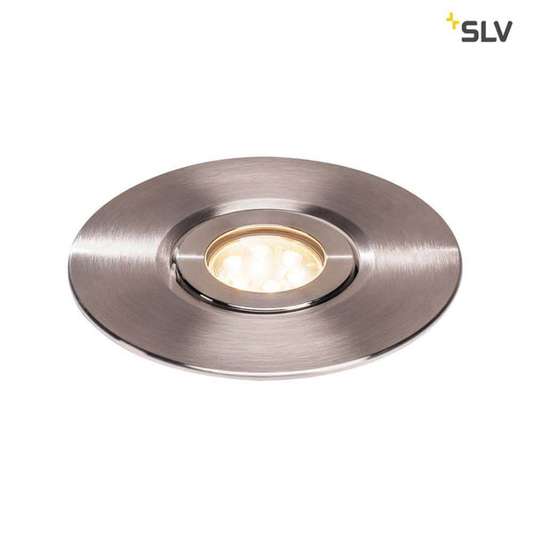GIMBLE OUT 150 LED recessed floor light stainless steel 316 3000K 36° IP67 with round trim and glass cover