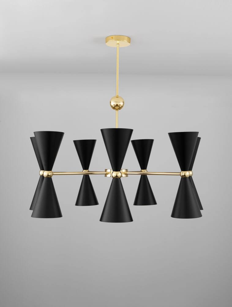 Gala Pendelleuchte Gold, Schwarz mit modernem Design und robuster Metallstruktur, ideal für jeden Raum.
