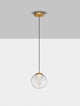 Alt Tag: Galeo Pendelleuchte Ø 22cm 3000K Gold - goldene Hängelampe mit klarem Glas und warmweißem Licht für Ess- und Wohnbereich