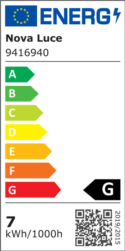 Galeo Pendelleuchte Ø 22cm 3000K Gold Energieeffizienzlabel Nova Luce schwarz G, 7 kWh/1000h