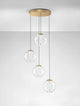 Galeo Pendelleuchte 4-flammig Ø 56cm 3000K Gold mit kugelförmigen Glaskugeln in edlem Design.