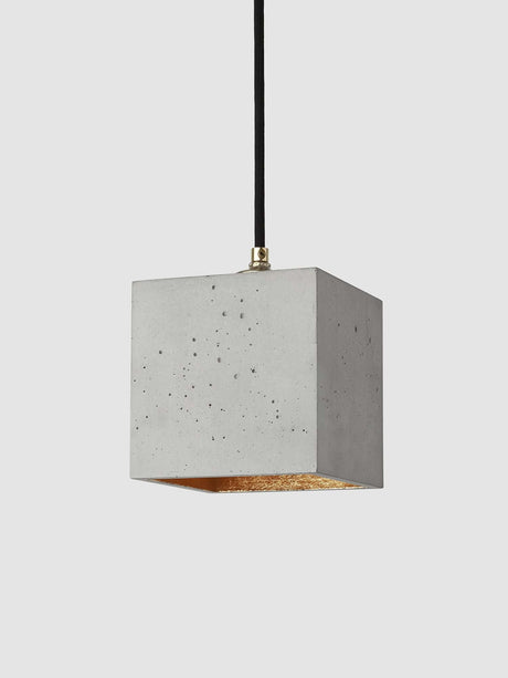 Gantlights B1 Hängelampe Beton – handgefertigte Beton-Pendelleuchte mit goldener Innenbeschichtung, würfelförmiges minimalistisches Design, regional aus Brandenburg