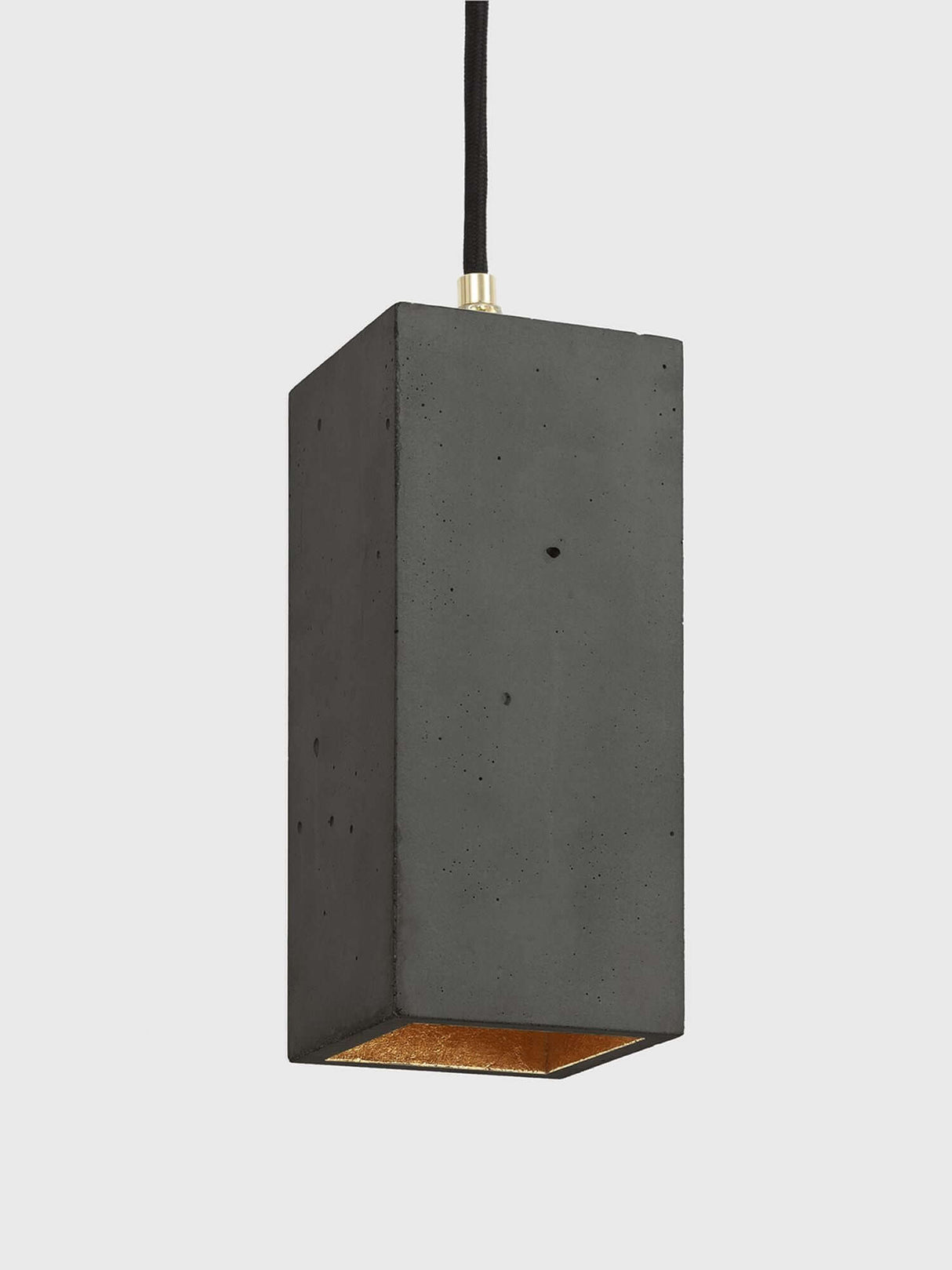 Gantlights B2 Pendelleuchte Rechteckig aus hellem Beton, goldene Innenbeschichtung, moderne Designer-Hängelampe 23x10x10 cm