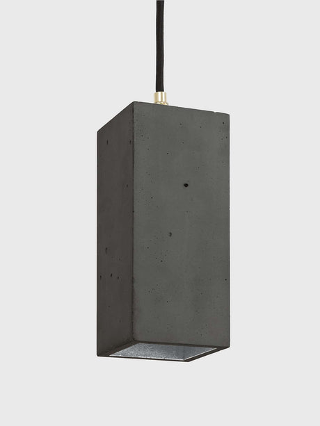 Gantlights B2 Pendelleuchte Rechteckig aus hellem Beton, goldene Innenbeschichtung, schlanke Hängelampe 23x10x10 cm