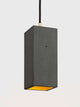 Gantlights B2 Pendelleuchte Rechteckig aus hellem Beton, goldene Innenbeschichtung, moderne Designer-Hängelampe 23x10x10 cm