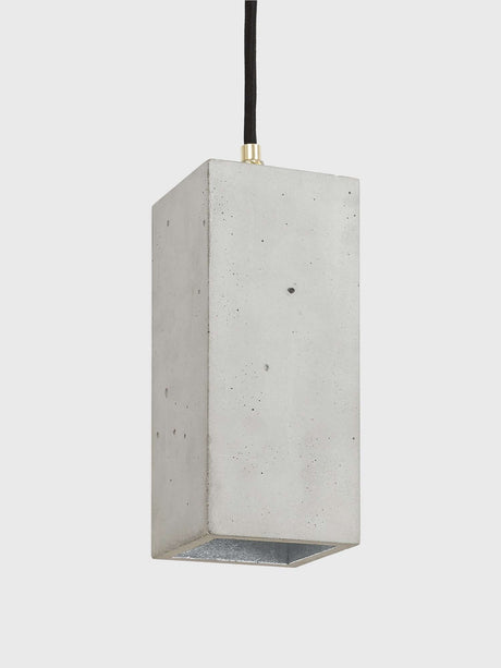 Gantlights B2 Pendelleuchte Rechteckig aus hellem Beton mit goldfarbener Innenbeschichtung, moderne Designer-Hängelampe 23x10x10 cm