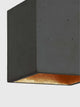 Gantlights B5 Beton Hängeleuchte mit kubischem Design, handgefertigte Betonleuchte mit Gold-Innenseite.