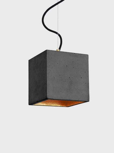 Gantlights B5 Beton Hängeleuchte – handgefertigte Pendelleuchte aus Beton mit goldenem Innendesign.