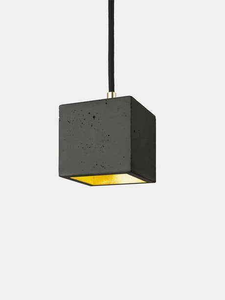 Gantlights B6 Hängelampe Beton in minimalistischer Beton-Optik mit gelbem Innenleben