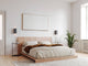 Gantlights B8 Beton Wandlampe rechteckig Up & Down an Schlafzimmerwand mit warmem Goldinnenraum und minimalistischem Design