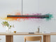 Gantlights C1 LED-Pendelleuchte 122cm Beton Holz in modernem Raum mit buntem Wanddesign.
