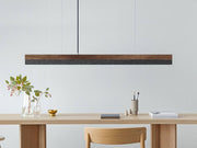 Gantlights C1 o/n LED-Hängeleuchte 122cm Holz-Verkohlt/Nussbaum über Esstisch, rechteckig, warmweiß