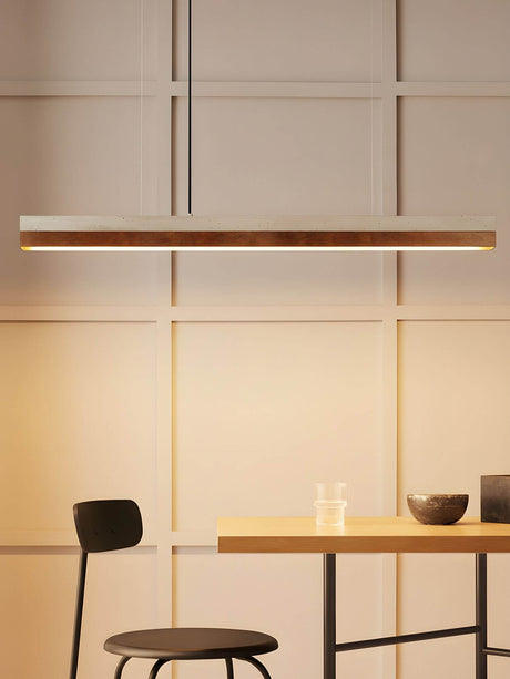 Gantlights C3 LED-Pendelleuchte dimmbar aus Beton mit Kupfereinsatz über Esstisch, minimalistisches Design, handgefertigt in Deutschland