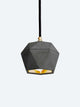 Gantlights T2 Hängelampe Beton dimmbar - futuristische Pendelleuchte aus handgegossenem Beton mit goldener Innenbeschichtung.