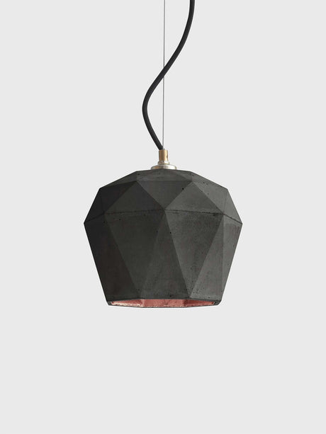 Gantlights T3 Hängelampe aus Beton mit einzigartigem, geometrischem Design in Schwarz