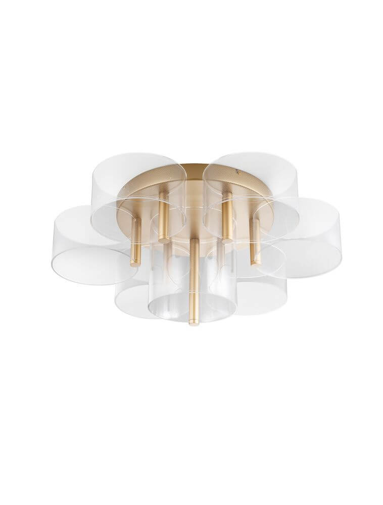 Gatlin LED Deckenleuchte 7-flammig Ø 68cm 3000K Messing-Gold mit modernem Design und goldenen Akzenten.