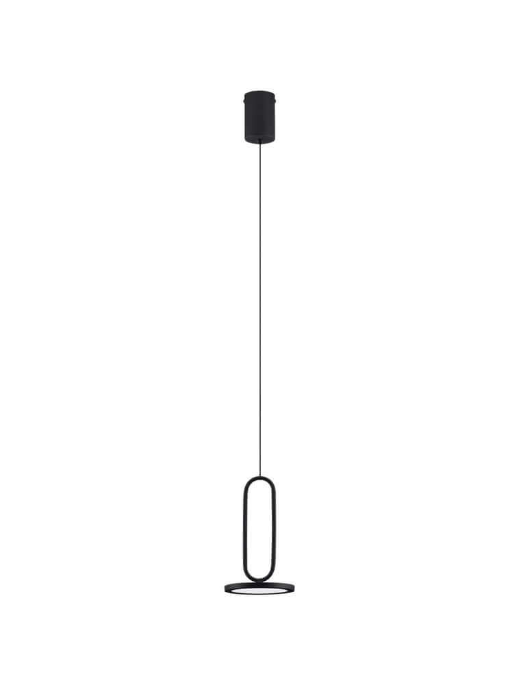Gea LED Pendelleuchte Ø 13cm 3000K Baldachin Hoch Schwarz mit elegantem, ringförmigem Design aus sandgestrahltem Aluminium.