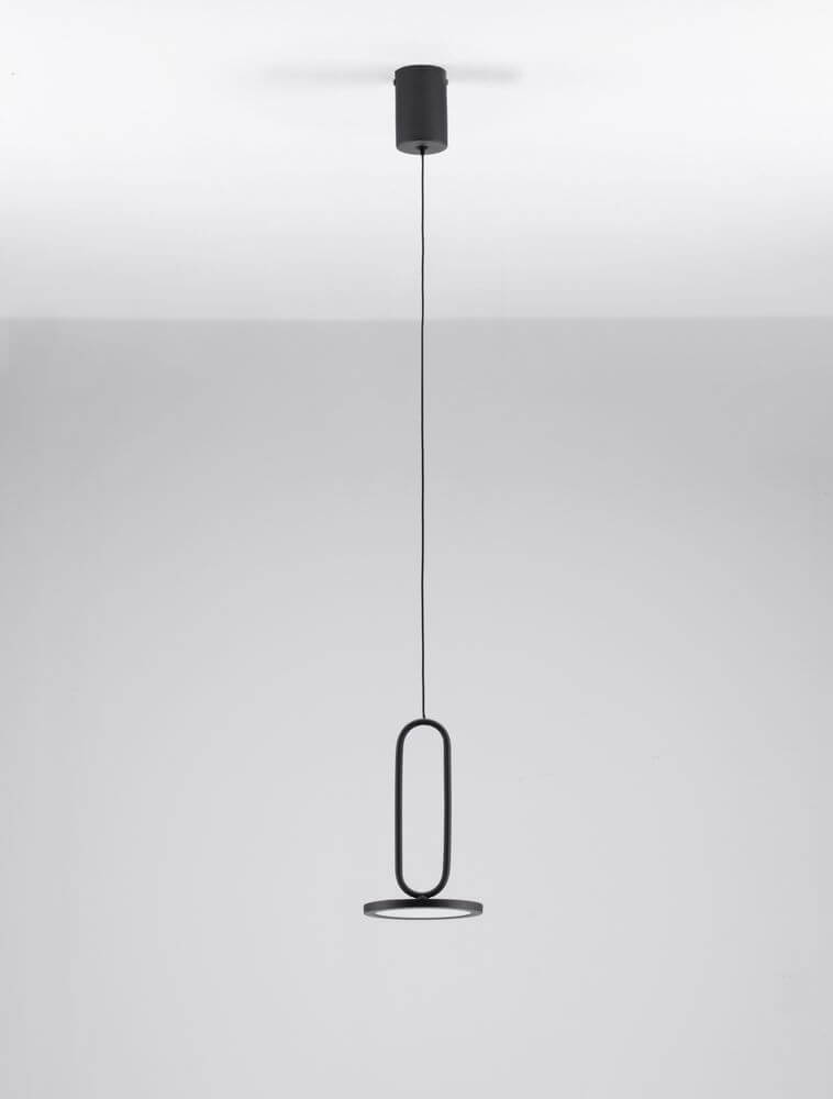Gea LED Pendelleuchte Ø 13cm 3000K Baldachin Hoch Schwarz in schwarzem, minimalistischen Design.