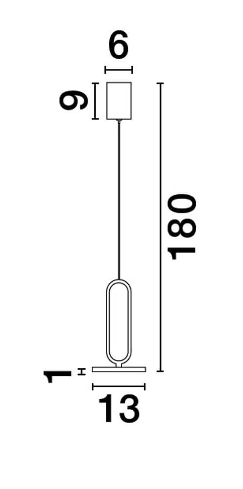 Technische Zeichnung der Gea LED Pendelleuchte Ø 13cm 3000K Baldachin Hoch Schwarz mit Abmessungen.