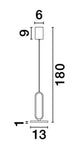 Technische Zeichnung der Gea LED Pendelleuchte Ø 13cm 3000K Baldachin Hoch Schwarz mit Abmessungen.