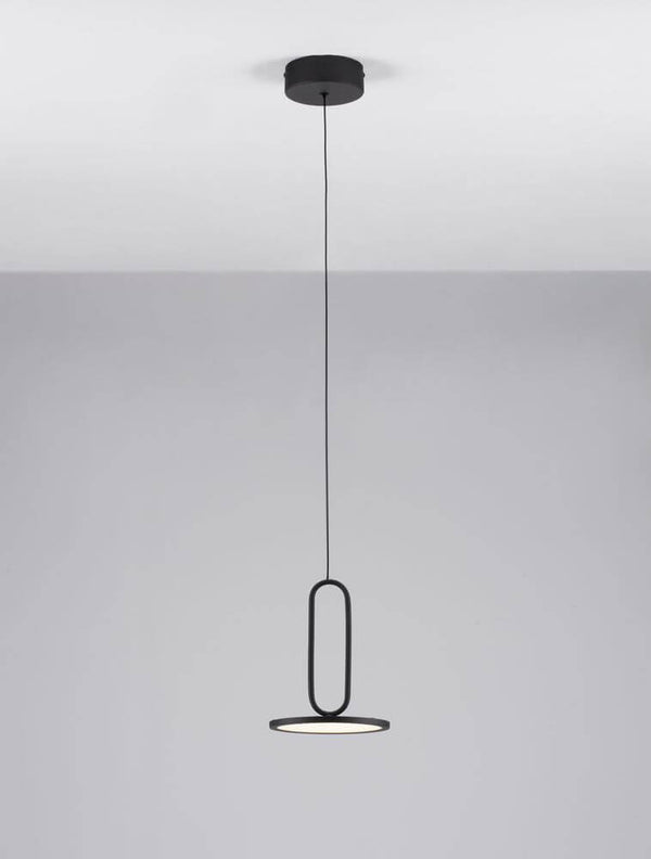 Gea LED Pendelleuchte Ø 17,5cm 3000K Baldachin Flach Schwarz, moderne schwarze LED-Hängelampe von Nova Luce