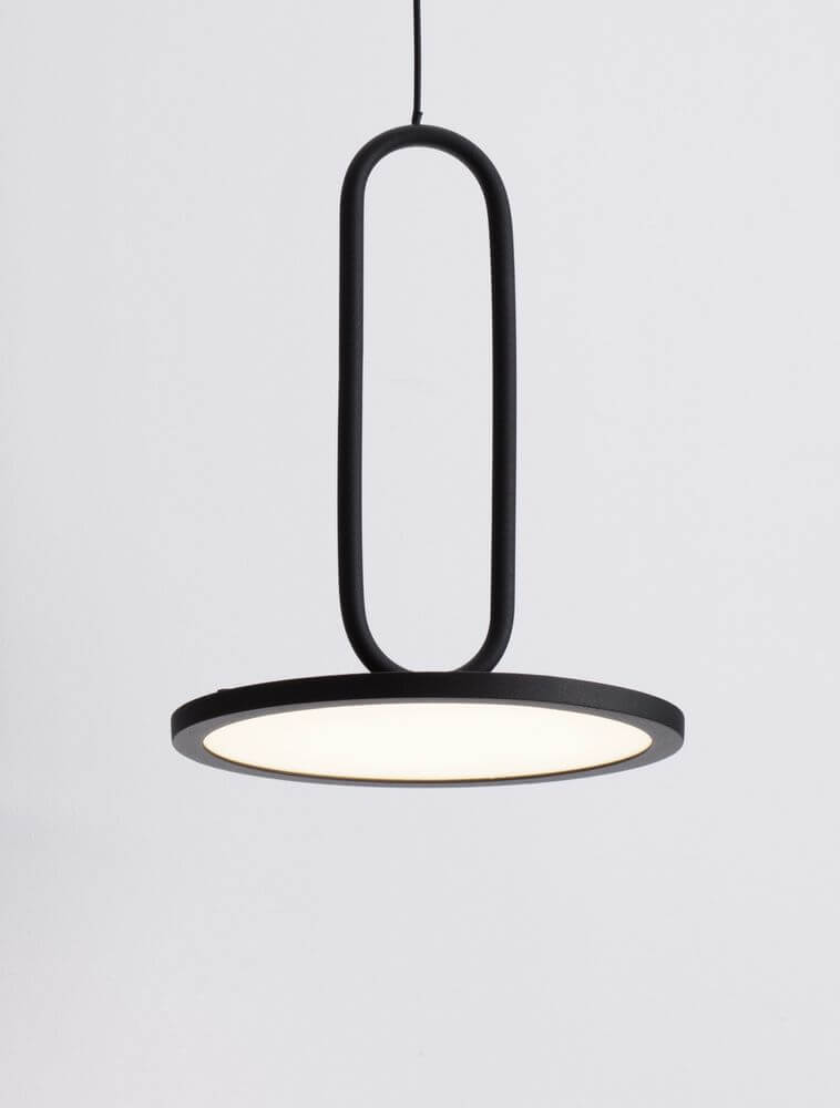 Gea LED Pendelleuchte Ø 17,5cm 3000K Baldachin Flach Schwarz mit elegantem Design und verstellbarer Höhe.