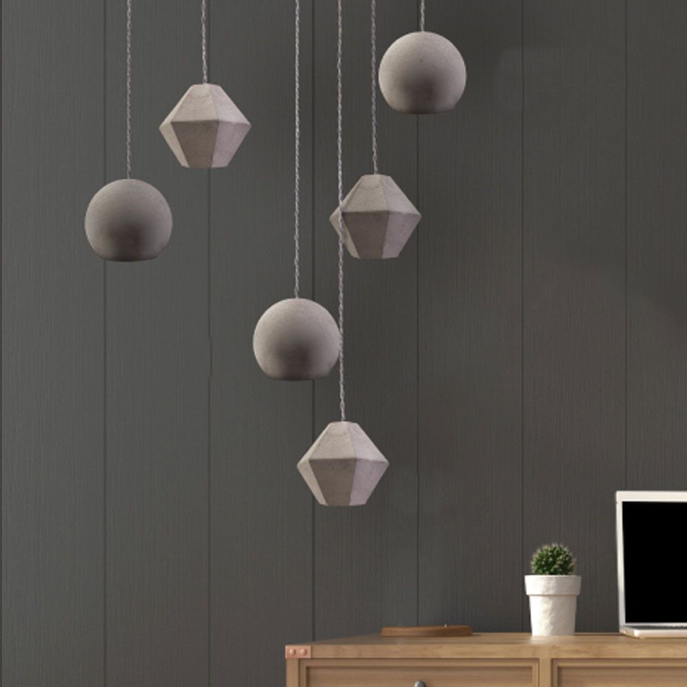 Geo -betoni -riipuslamppu Ø 12,5 cm pallomainen muoto GU10