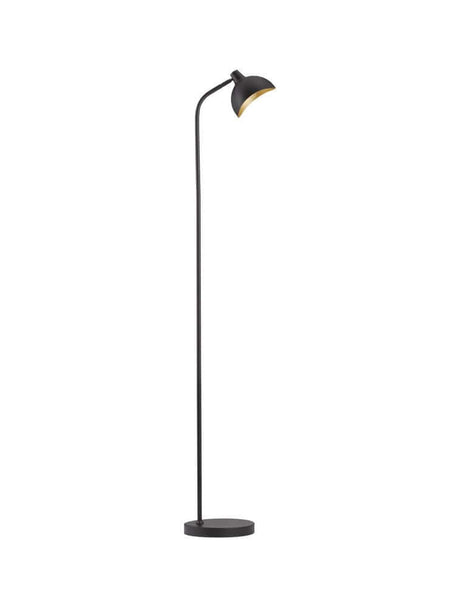 Lampe sur pied Geti Noir, Or au design minimaliste et avec un contraste élégant entre le noir et l’or.