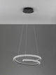 Ginevra LED Pendelleuchte Ø 48cm 3000K Schwarz in modernem Design mit spiralförmigen LED-Ringen.