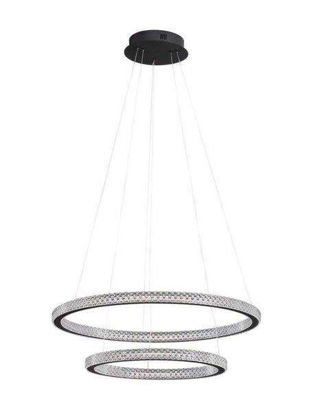 Lampa wisząca LED Ginevra 2-tłuszczowa Ø 60,5 cm 3000K Czarna
