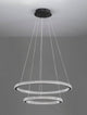 Ginevra LED Pendelleuchte 2-flammig Ø 60,5cm 3000K Schwarz in modernem Design mit schwebenden Ringen.