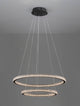 Ginevra LED Pendelleuchte 2-flammig Ø 60,5cm 3000K Schwarz mit schwebenden Ringen und eleganter Beleuchtung.