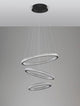 Ginevra LED Pendelleuchte 3-flammig Ø 51cm 3000K Schwarz, moderne Pendelleuchte mit schwebenden Ringen.