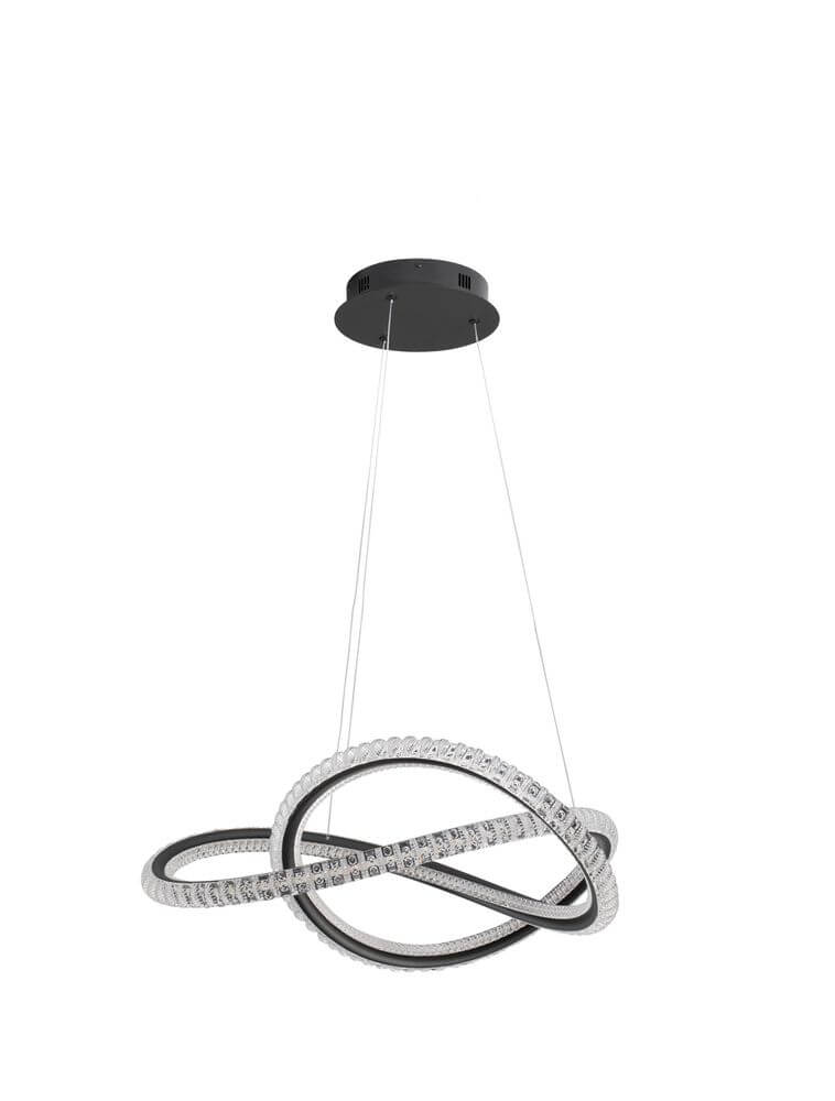 Ginevra LED Pendelleuchte Verknotet Ø 58cm 3000K Schwarz mit modernem Design und integrierten LED-Lichtern.
