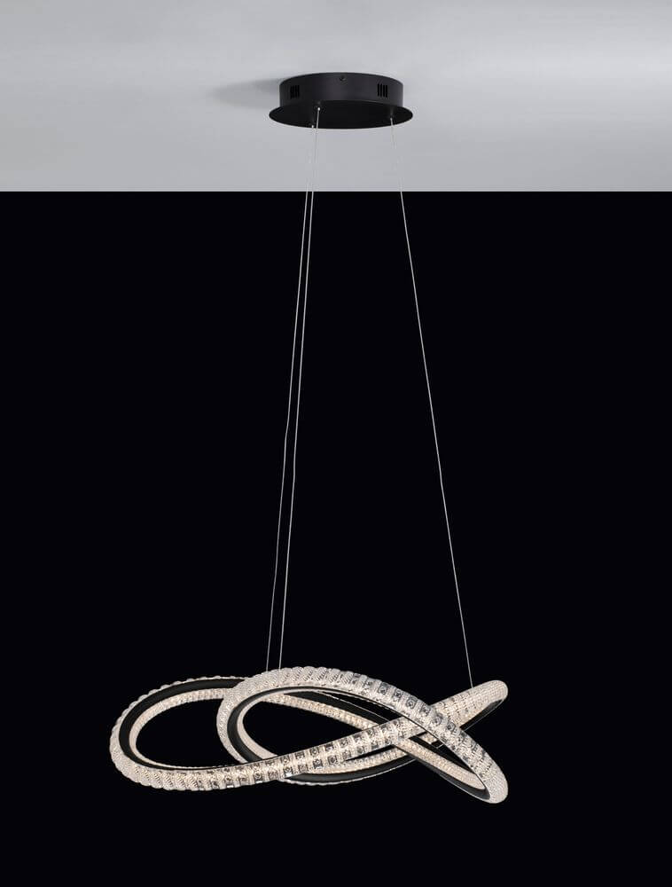 Ginevra LED Pendelleuchte Verknotet Ø 58cm 3000K Schwarz im modernen Interieur mit stylischem Design.