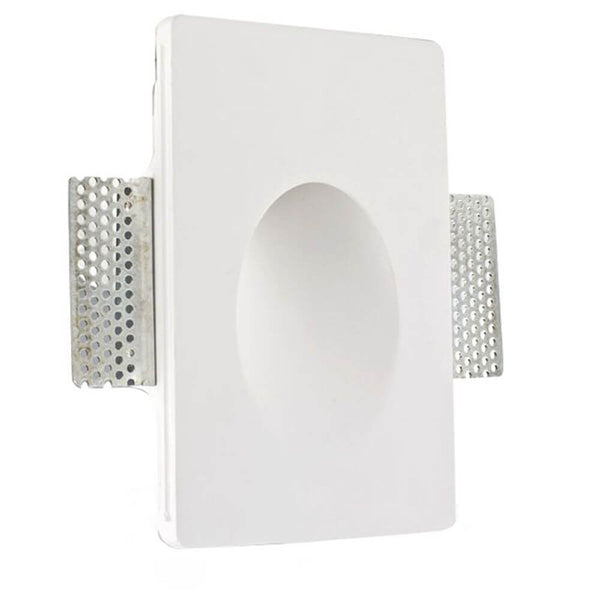 Gips-Einbaustrahler rechteckig 18 x 12cm Streichbar in Weiß mit Montageklammern.