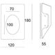 Technische Zeichnung für den Gips-Einbaustrahler rechteckig 18 x 12cm Streichbar mit Abmessungen.
