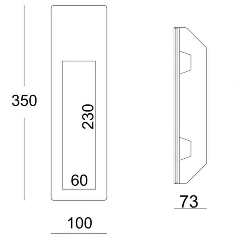 Gips-Einbaustrahler rechteckig 35 x 10cm Streichbar