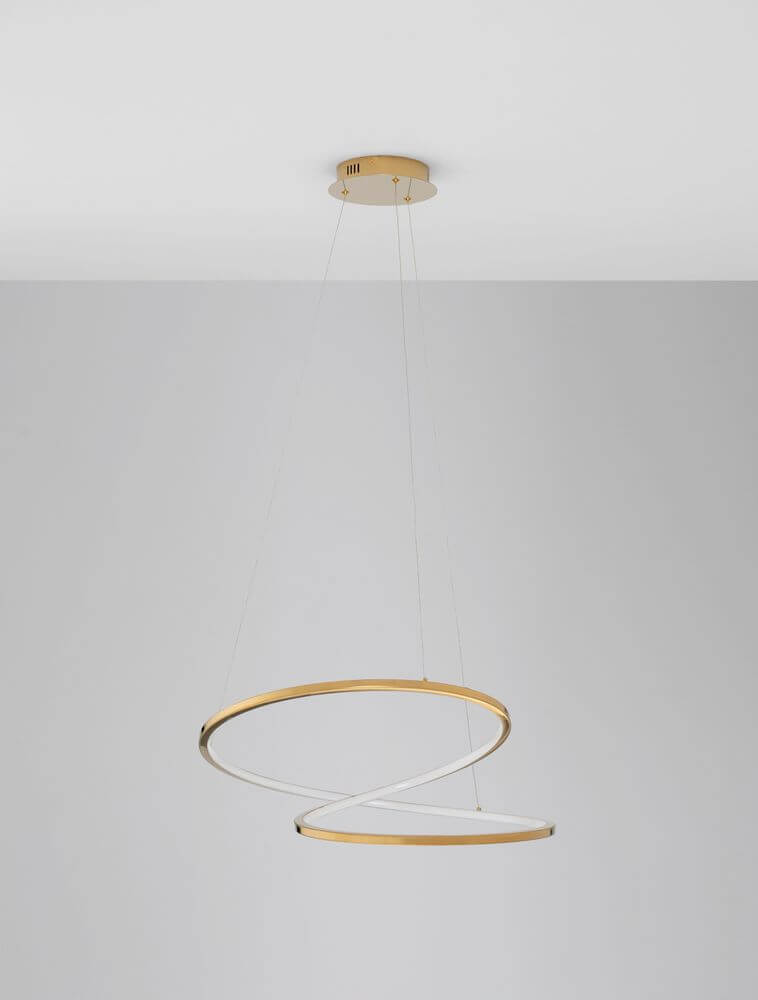 Girish LED Pendelleuchte Ø 60cm 3000K Gold, moderne Leuchte mit minimalistischem Design und schöner Lichtverteilung.