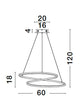 Technische Zeichnung der Girish LED Pendelleuchte Ø 60cm 3000K Gold mit Abmessungen.