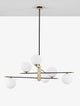 Git Pendelleuchte 6-flammig Ø 100cm Gold, Weiß, Schwarz mit opalen Glasgloben und modernem Design.