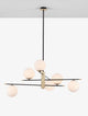 Git Pendelleuchte 6-flammig Ø 100cm Gold, Weiß, Schwarz mit opalen Glasgloben und modernem Design.