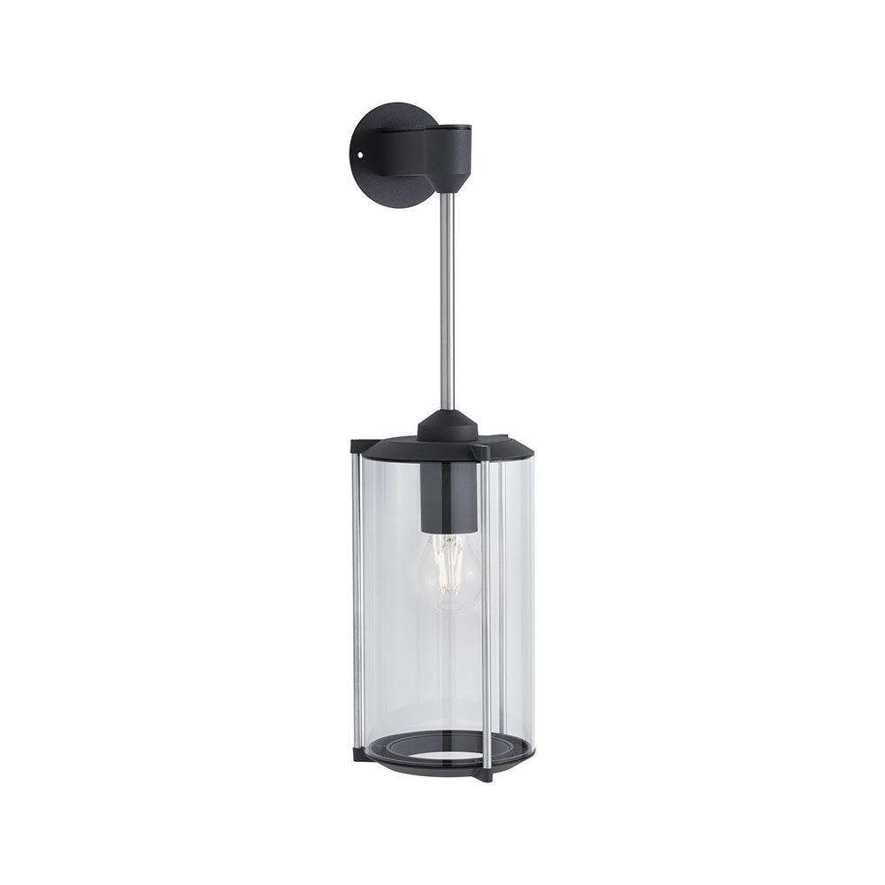 Außenwandleuchte Classic Grau mit klarem Glas und nostalgischem Design, ideal für Außenwände.